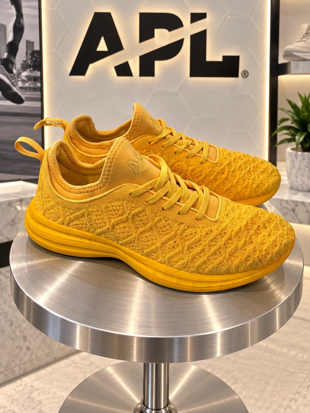 APL TechLoom Phantom Yellow Knit Running Sneakers Women’s Size 9